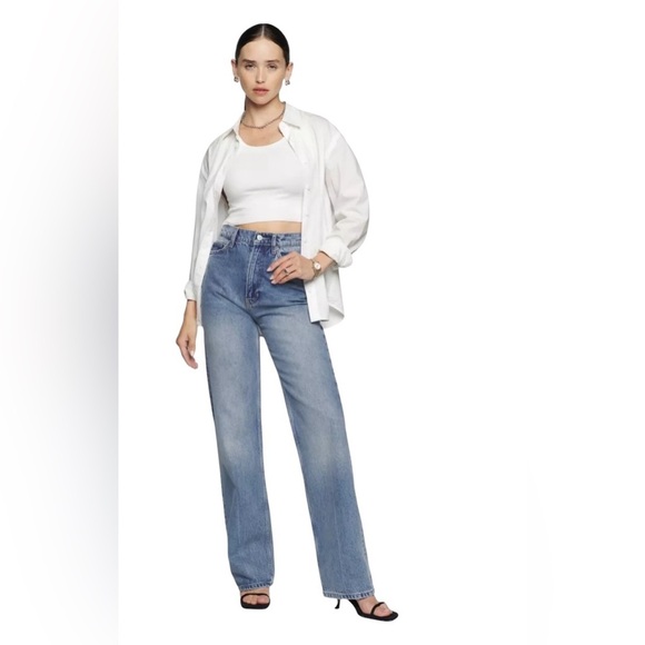 Reformation Wilder High Waist Wide Leg Jeans Full Length Blue MALDIVES Sz 31 - Picture 1 of 11